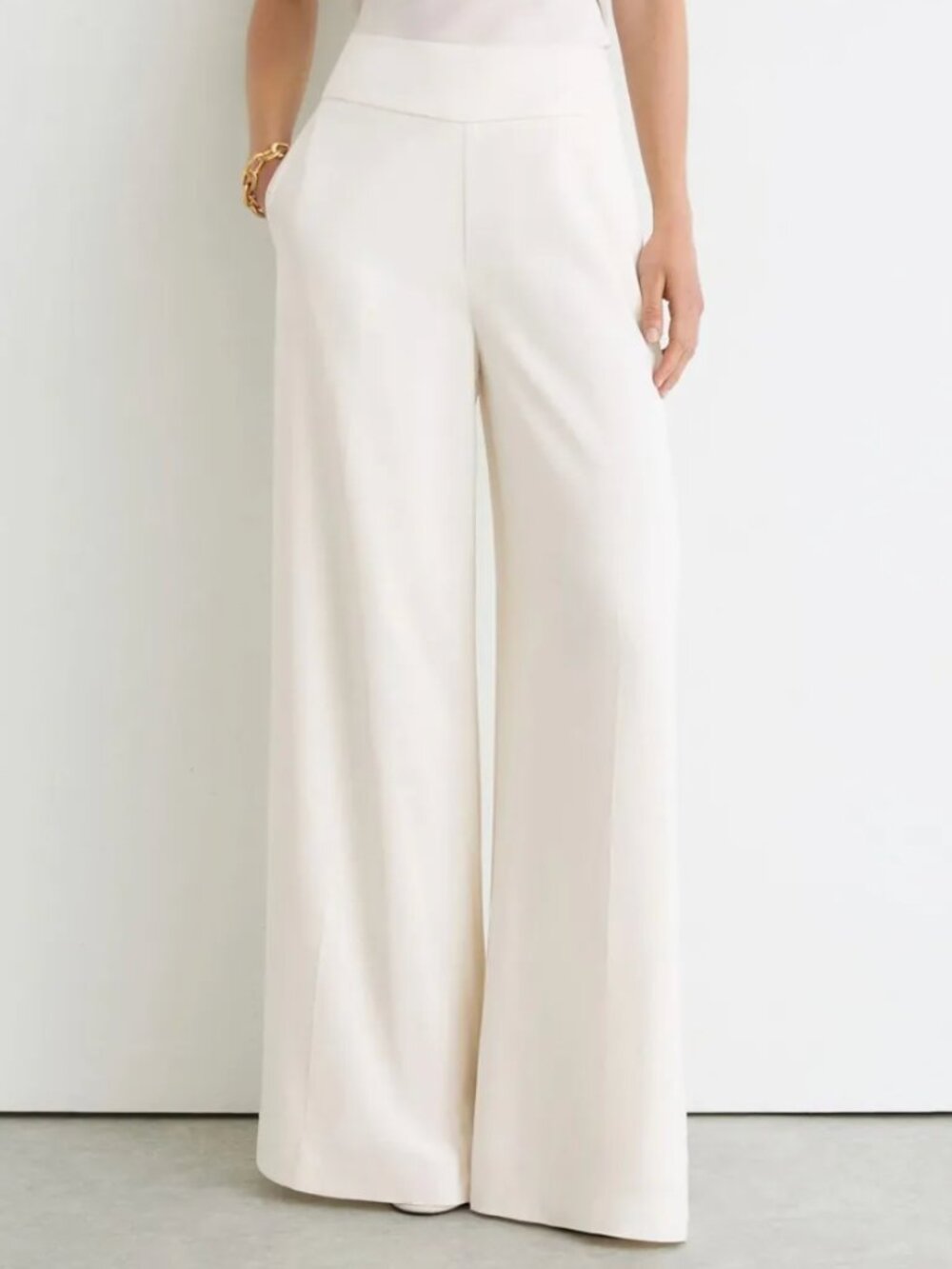 REISS Clover Wide-Leg Suit Trousers White Quiet Lux Minimalist - Picture 6 of 9